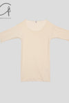 BASERANGE Round neck ruffled ribbed cotton T-shirt TOPA series collection France BAS-TOPA-WA-WI22-MI Beige TOPA-RB-000